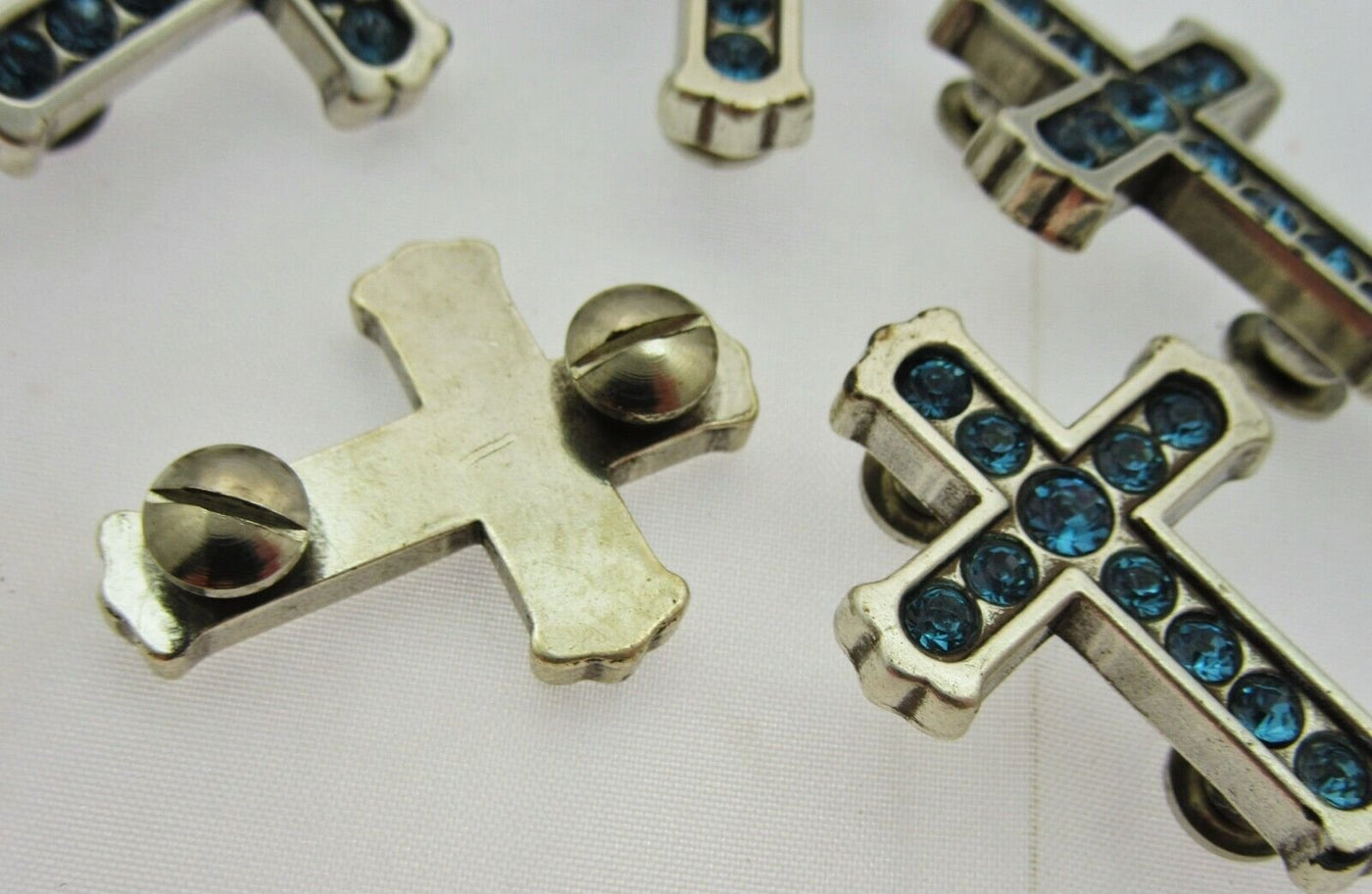 Rhinestone Cross Charms Chicago Screw Attachment ~ Lot of 10 ~ Jewelry Charm