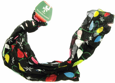 Holiday Scarf ~ Christmas Bulbs on Black ~ Seasonal ~ Light Weight
