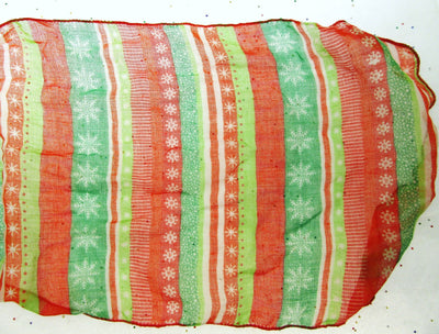 Holiday Scarf ~ Red White and Green ~ Seasonal ~ Snow Flake ~ Light Weight
