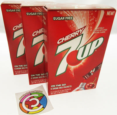 7up Cherry ~ Packets ~ Sugar Free ~ Drink Mix ~ Lot of 3