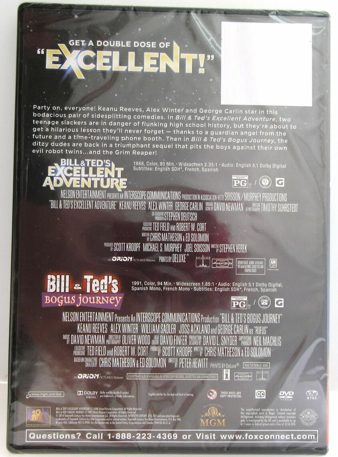Bill & Ted's Excellent Adventure & Bogus Journey ~Double Feature~ Movie New DVD