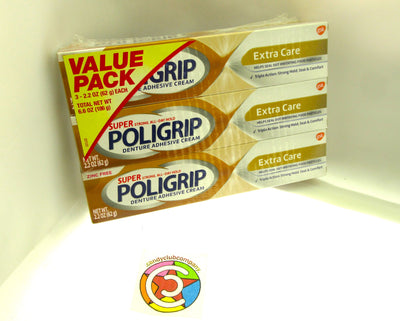 Super Poligrip Denture Adhesive Cream Extra Care 2 PK false teeth tooth partial