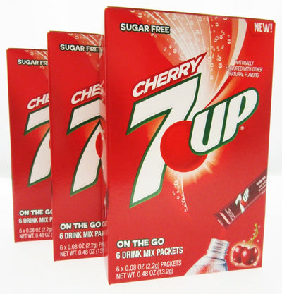 7up Cherry ~ Packets ~ Sugar Free ~ Drink Mix ~ Lot of 3
