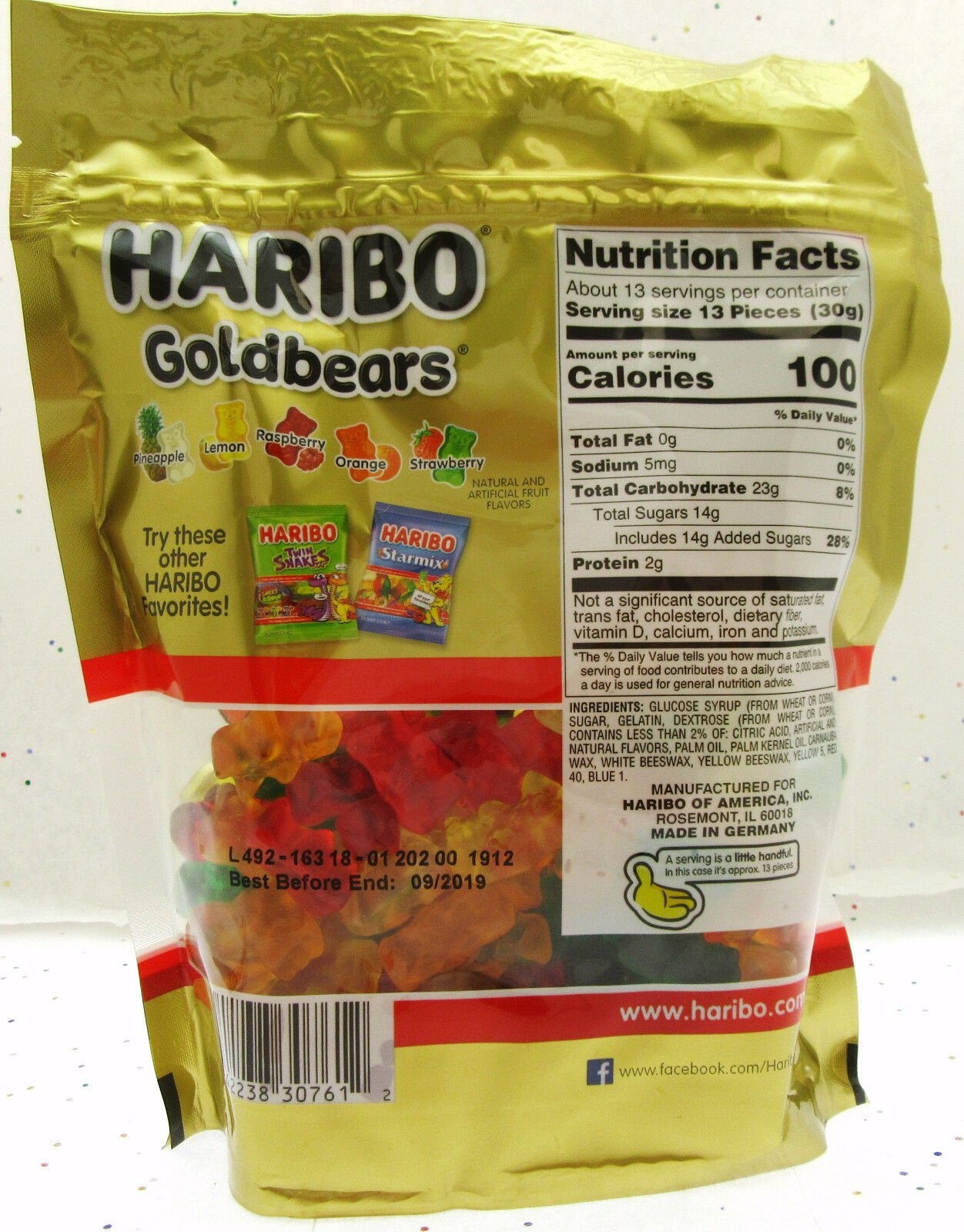 Haribo Gummy Bears Fruit Chewy Candy Gummi ~ Goldbears ~ 14oz Bag