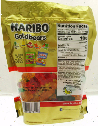 Haribo Gummy Bears Fruit Chewy Candy Gummi ~ Goldbears ~ 14oz Bag