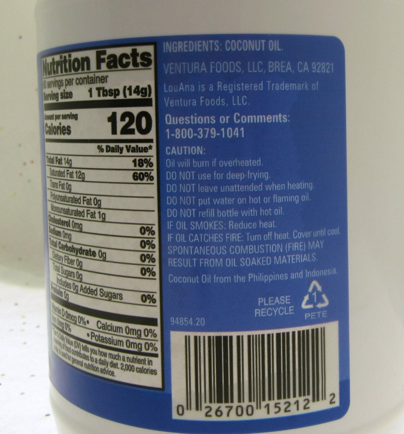 LouAna Coconut Oil ~ 100% Pure ~ Non-Hygrogenated ~ 30 oz container