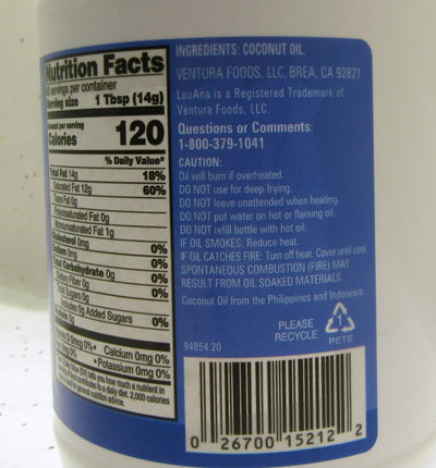 LouAna Coconut Oil ~ 100% Pure ~ Non-Hygrogenated ~ 30 oz container