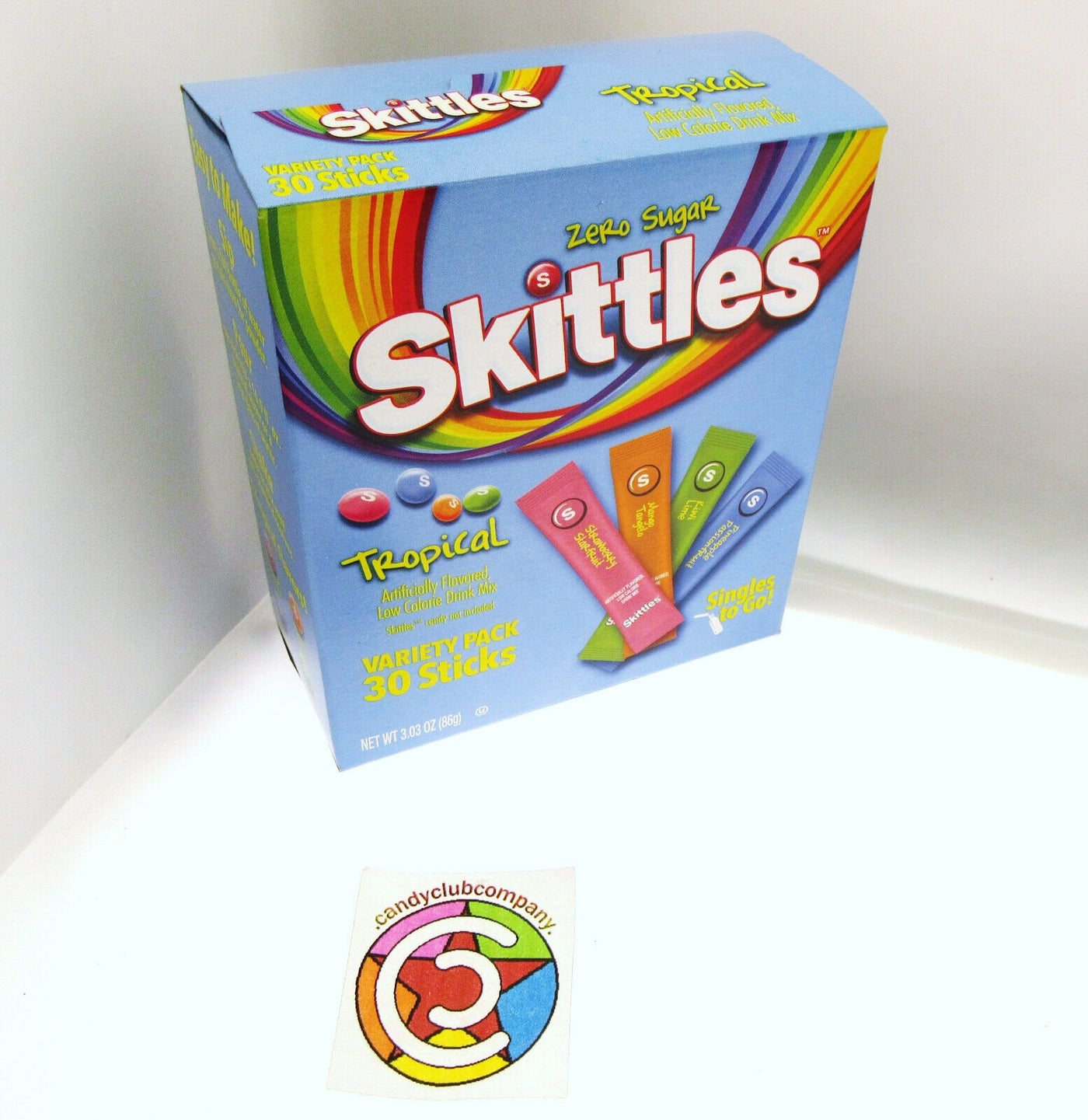 NEW! Skittles ~ Tropical ~ 30 Sticks ~ Zero Sugar Free ~ Drink Mix
