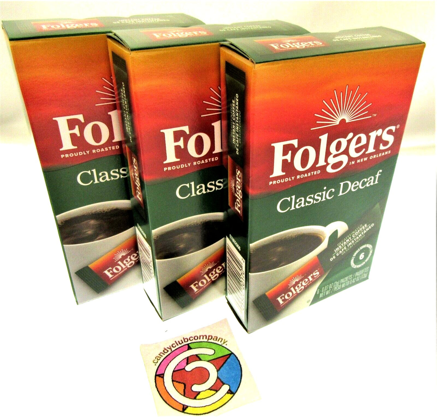Folgers Instant Coffee ~ 6 Single Packets ~ Classic DECAF ~ Lot of 3