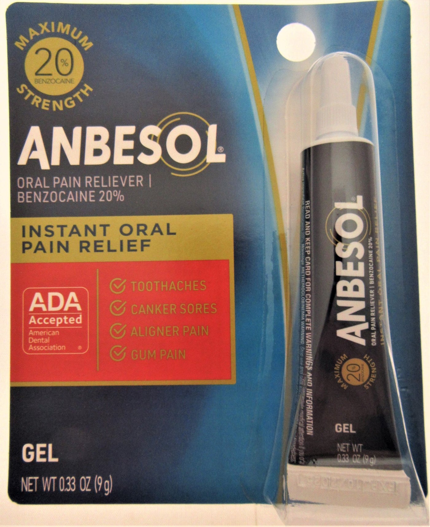 Anbesol Maximum Oral Anesthetic 20% Benzocaine Instant Toothache Pain Relief .33