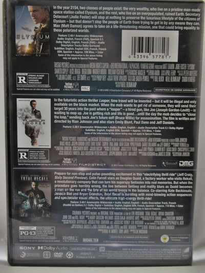 Elysium, Looper & Total Recall (2012) 3 Movie ~ Movie ~ New DVD