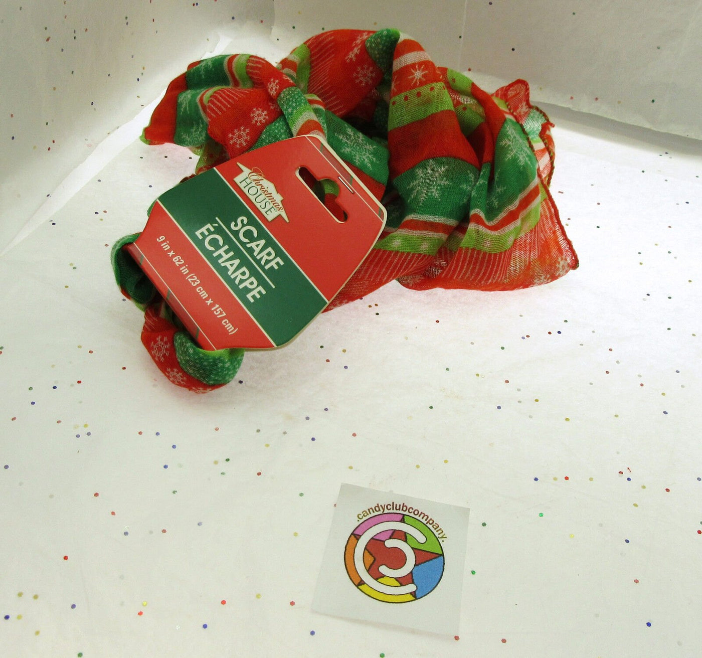 Holiday Scarf ~ Red White and Green ~ Seasonal ~ Snow Flake ~ Light Weight