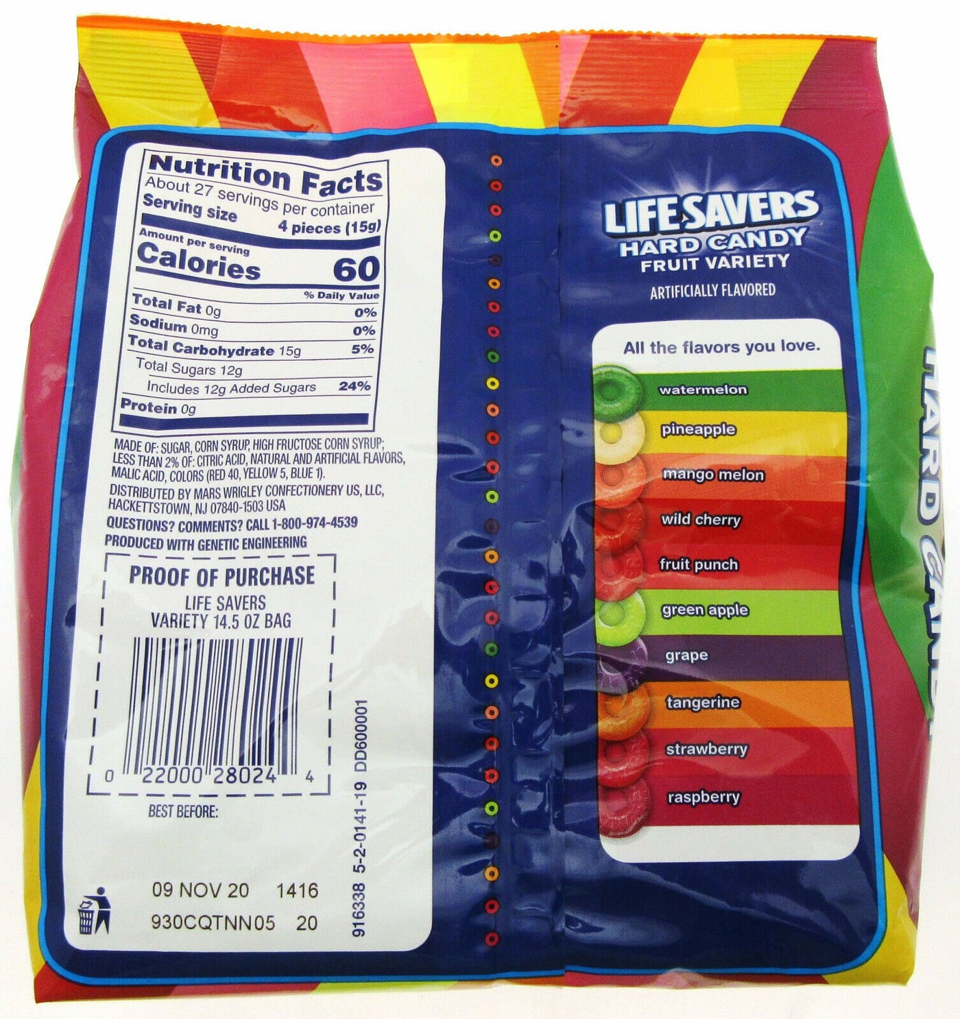 Lifesavers Fruit Variety 10 Flavor Individually Wrapped Hard Candy ~ 14.5oz Bag