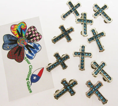 Rhinestone Cross Charms Chicago Screw Attachment ~ Lot of 10 ~ Jewelry Charm