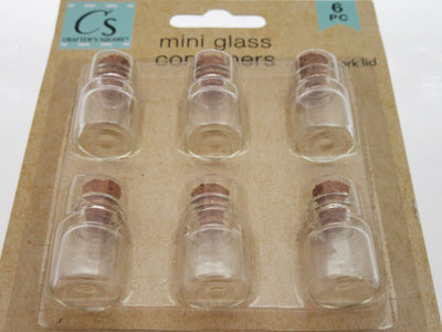 Miniature Glass Cork Lid Bottles - 6 Pack Mini Glass Containers Crafter's Square