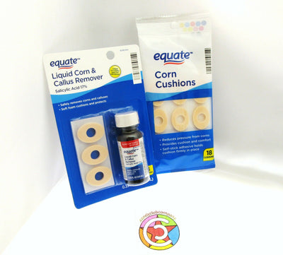 Equate Liquid Corn & Callus Remover & 18 Corn Cushions Foot Feet Care