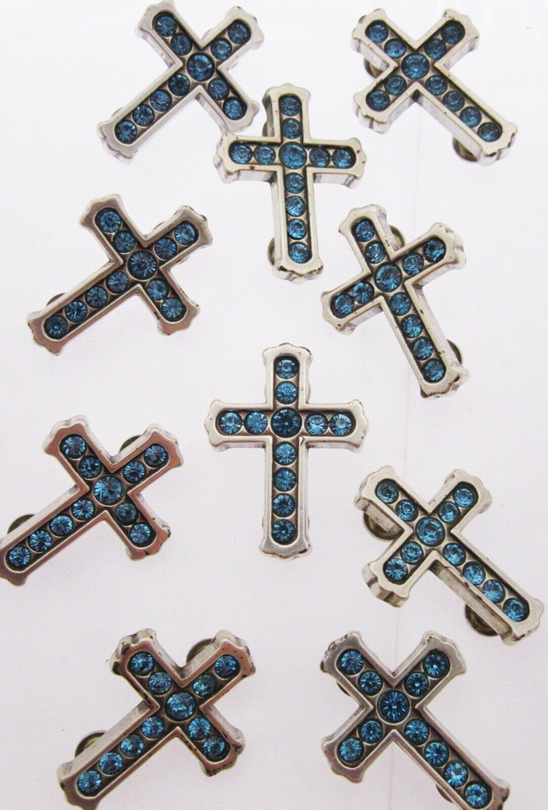 Rhinestone Cross Charms Chicago Screw Attachment ~ Lot of 10 ~ Jewelry Charm