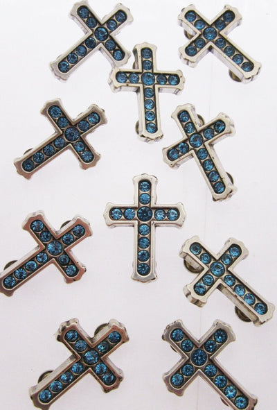 Rhinestone Cross Charms Chicago Screw Attachment ~ Lot of 10 ~ Jewelry Charm