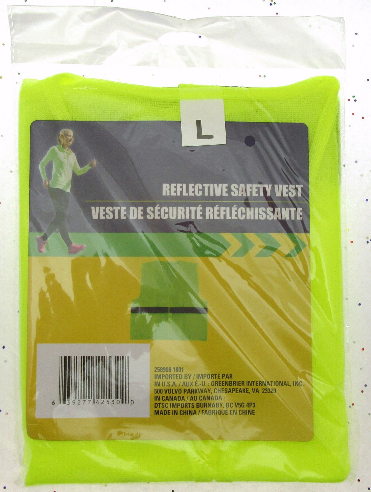 Reflective Safety Vest Bright Yellow ~ Size Large ~ Breathable Material