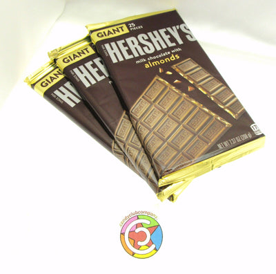Hershey's Milk Chocolate w/Almonds ~ Giant Size 7.37 ounce ~ Lot of 3