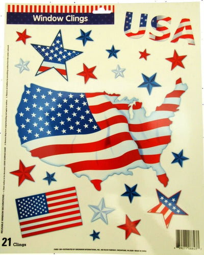 Window Clings United States Patriot Stars Lady Liberty Top Hat Flag Patriotic
