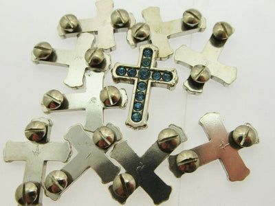 Rhinestone Cross Charms Chicago Screw Attachment ~ Lot of 10 ~ Jewelry Charm