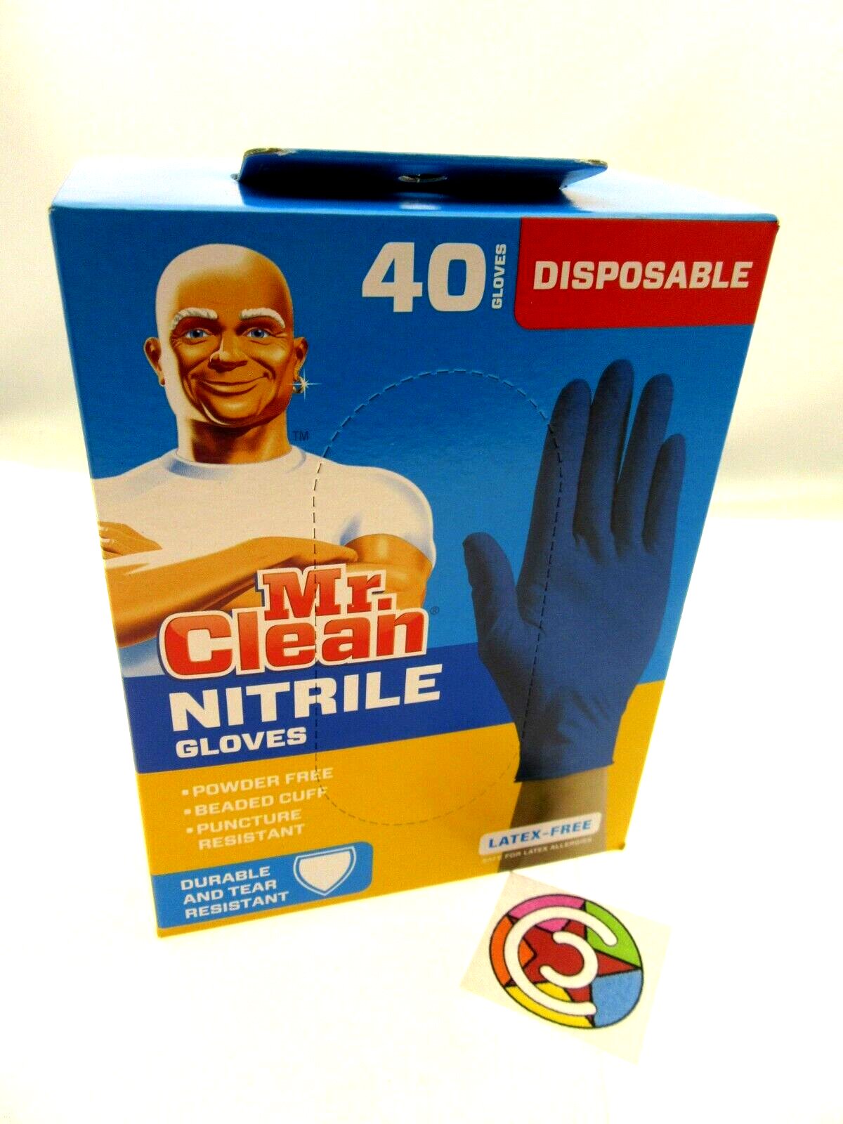 Mr. Clean Nitrile Gloves 40ct Latex & Powder Free Beaded Cuff Puncture Resistant
