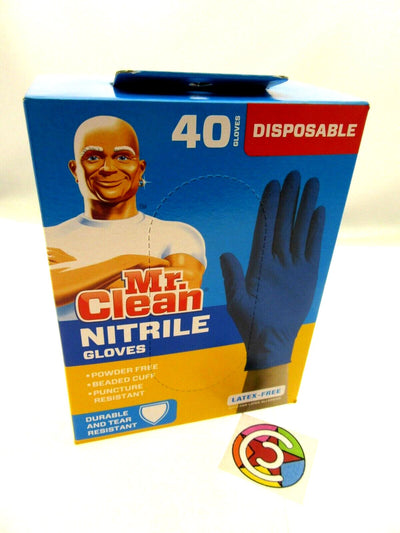 Mr. Clean Nitrile Gloves 40ct Latex & Powder Free Beaded Cuff Puncture Resistant