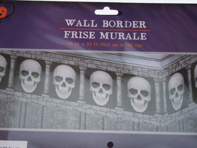 Halloween Wall Border ~ Skull & Pillar 12" x25 ft Frise Murale Spooky Decor