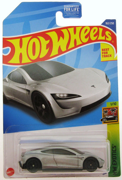 Hot Wheels Exotics ~ Tesla Roadster ~ Silver ~ 1:64 Scale