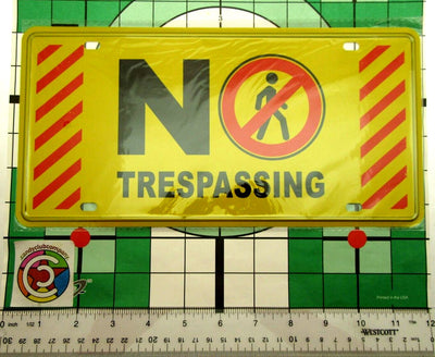 No Trespassing Sign 12" by 6"  Yellow & Red