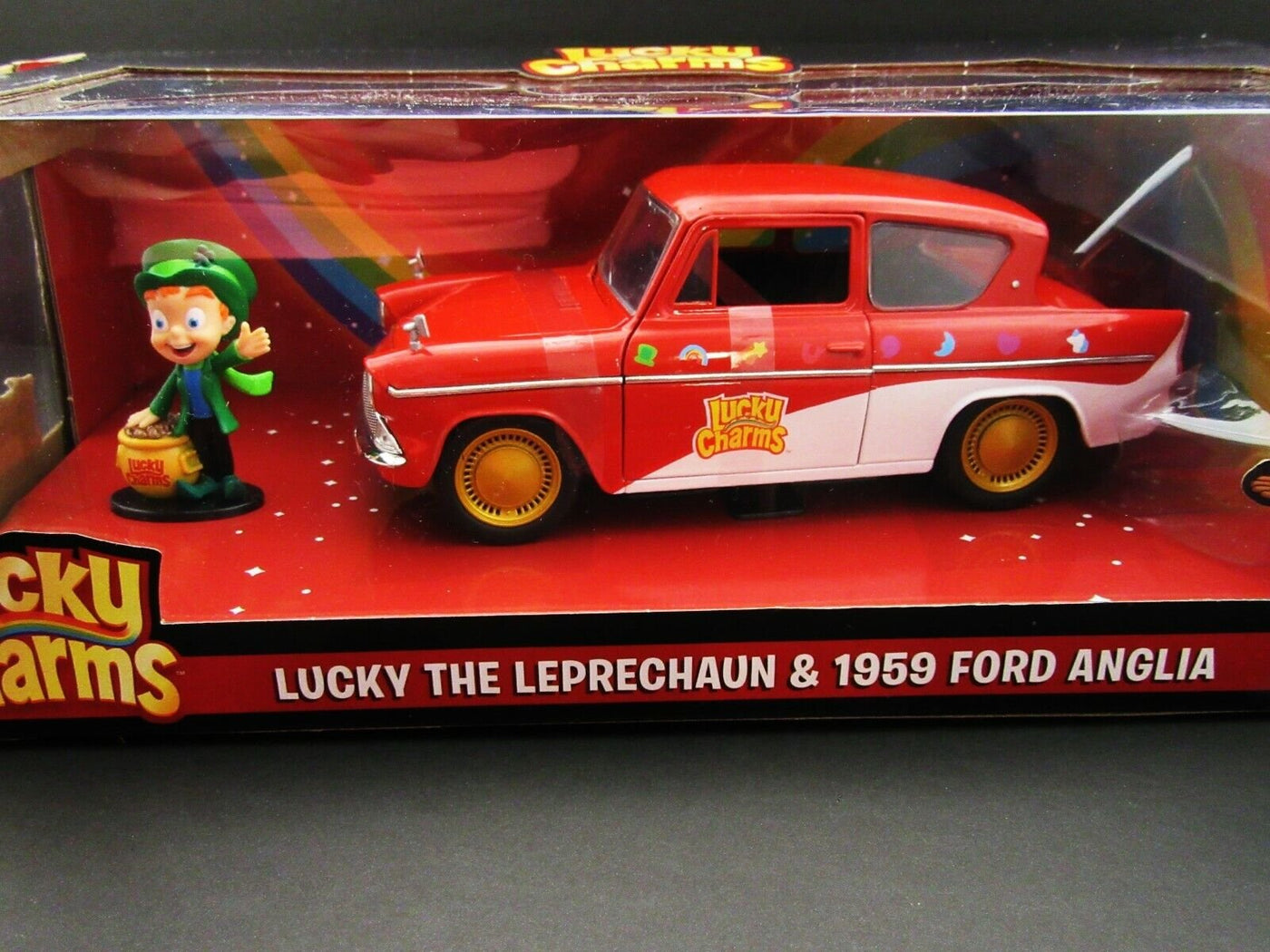 Lucky Charms 1959 Ford Anglia & Leprechaun  ~ Die Cast Car ~  1:24