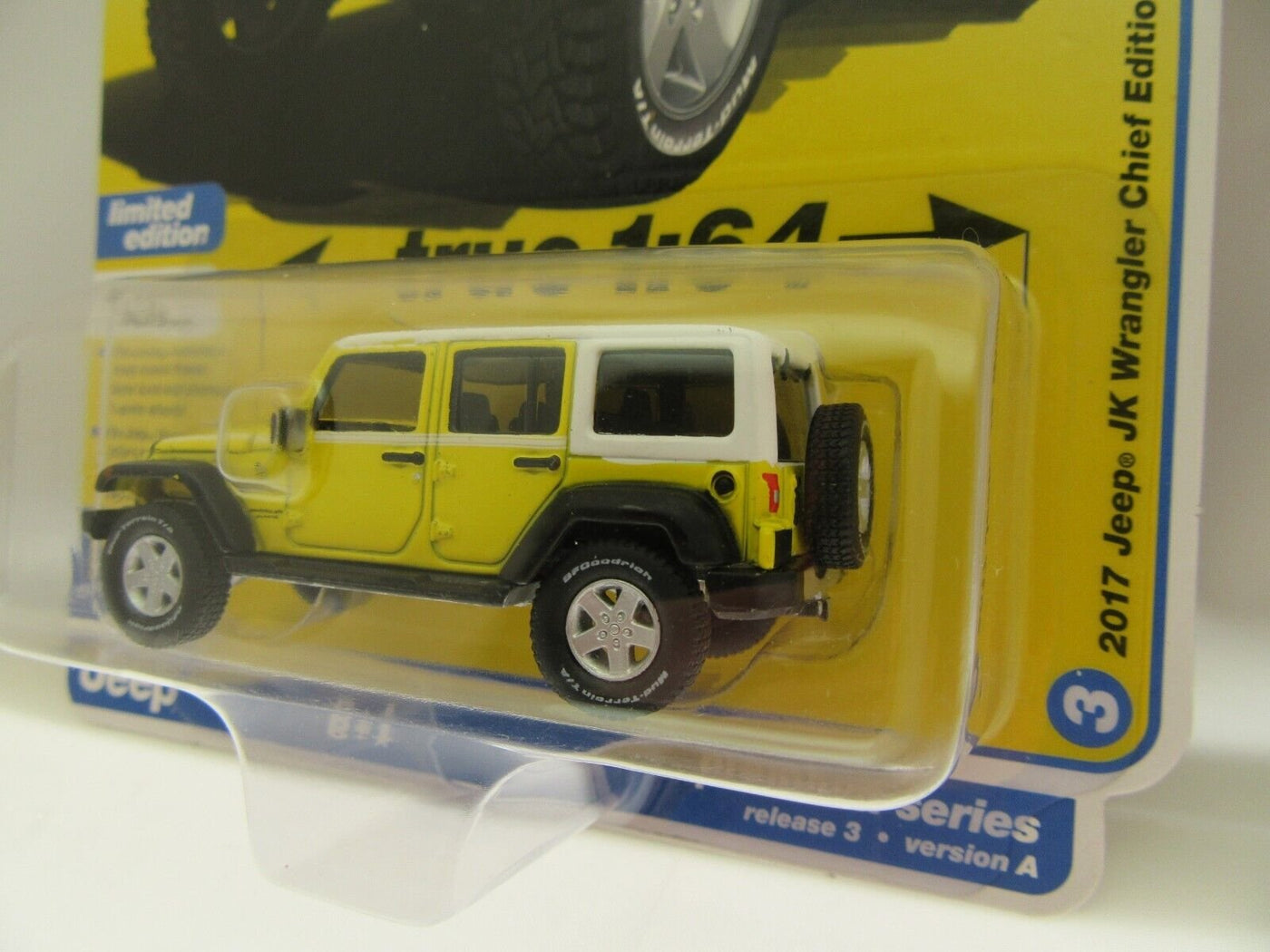 2017 JK Jeep Wrangler Chief Edition ~ Yellow ~ Diecast Car ~ 1:64 ~ auto world