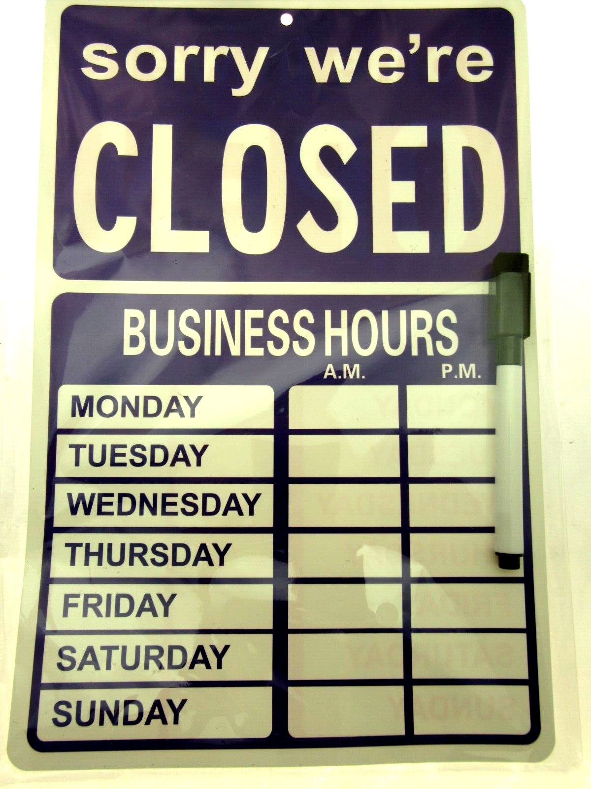 OPEN CLOSED Business Hours Sign with  Stickers - 11.4" x 7.48" Red