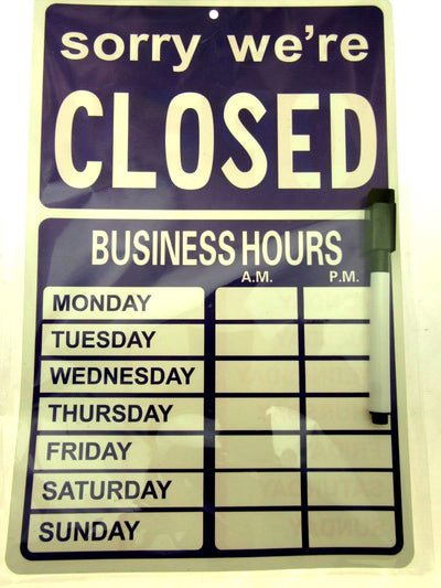 OPEN CLOSED Business Hours Sign with  Stickers - 11.4" x 7.48" Red
