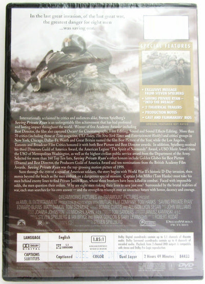 Saving Private Ryan ~ Tom Hanks, Matt Damon~ 1998 ~ Movie ~ New DVD