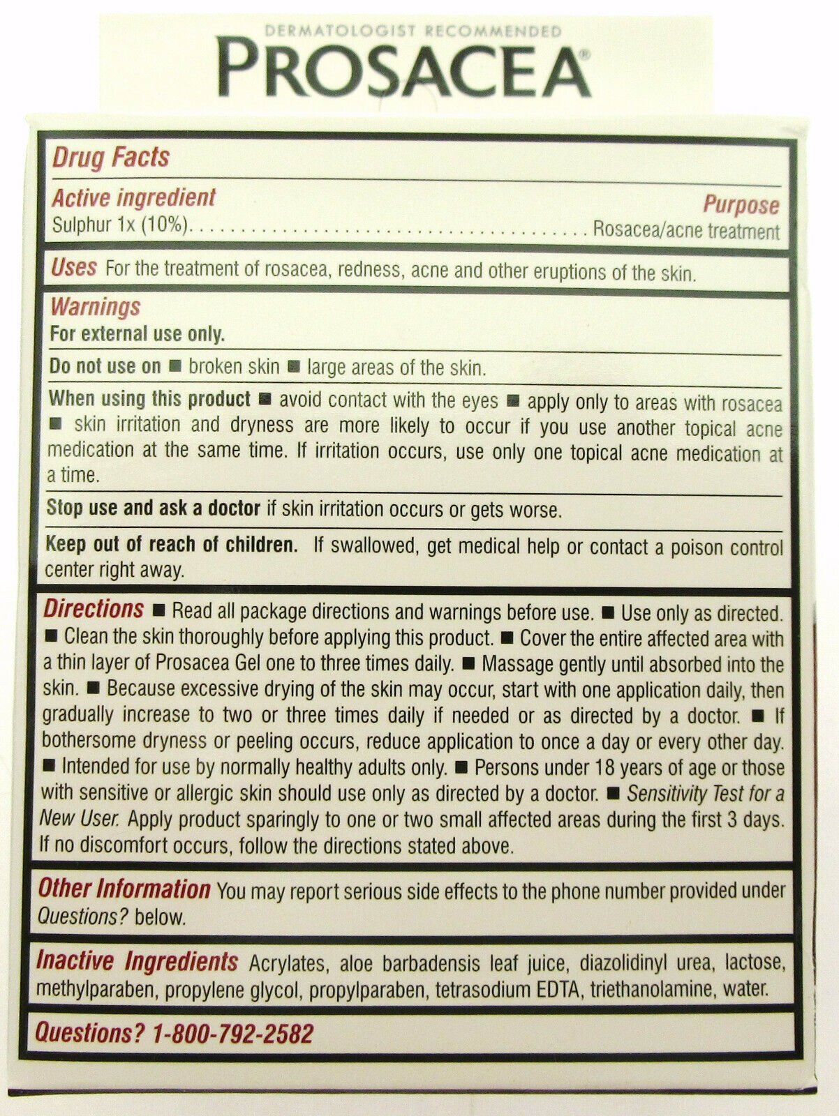 Prosacea ~ Rosacea Gel ~ Control Redness & Irritation ~ 0.75oz