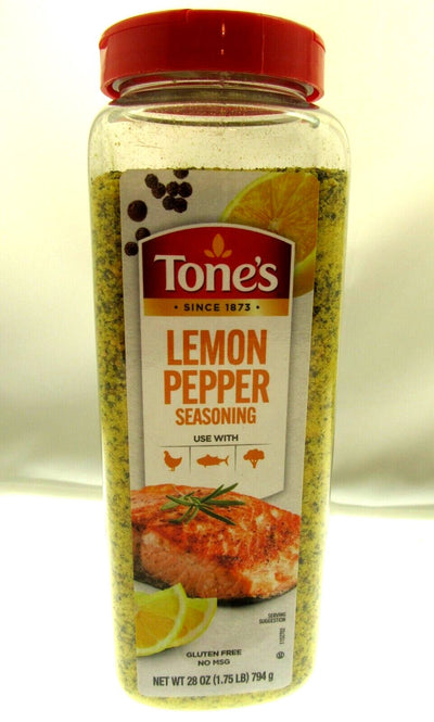 Lemon Pepper Tone's Seasoning Seasonings Spice Seafood Chicken ~ 28 oz bottle
