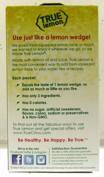 True Lemon ~ Crystallized Lemon ~  Real Flavor From Real Fruit ~ 50 Packets
