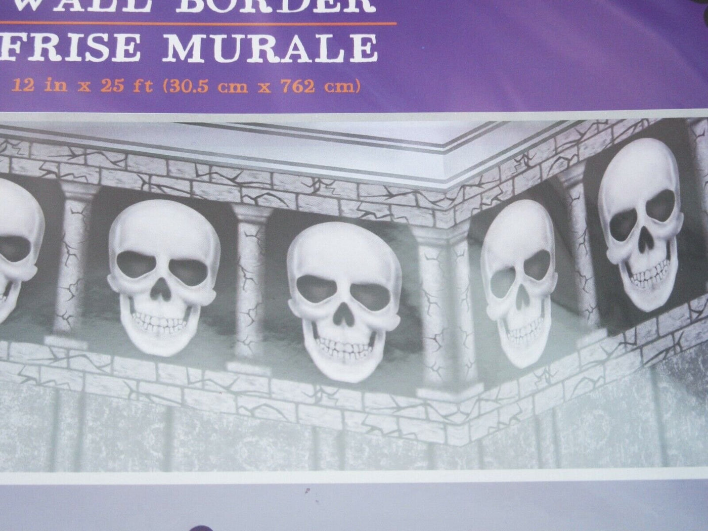 Halloween Wall Border ~ Skull & Pillar 12" x25 ft Frise Murale Spooky Decor