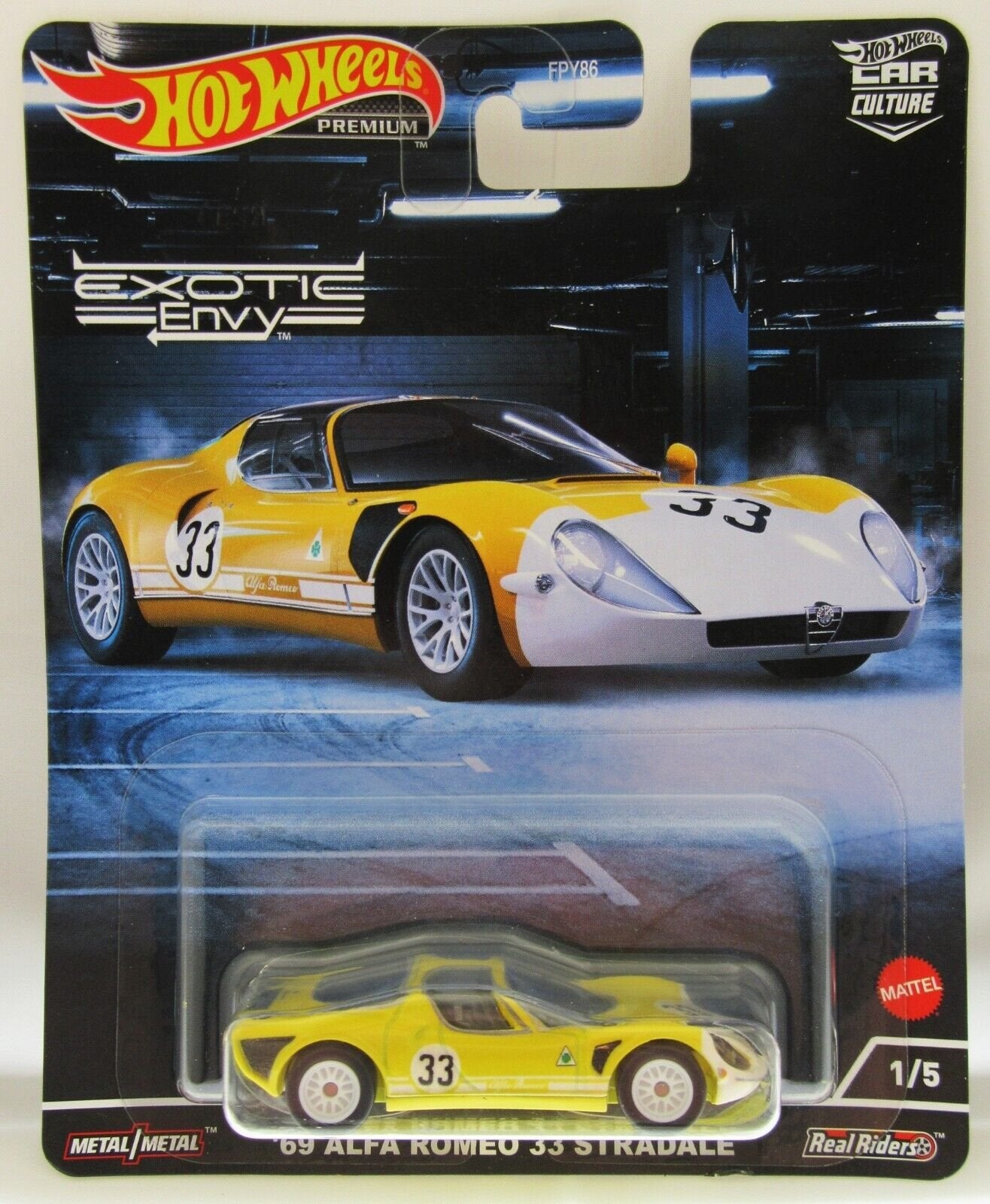 Hot Wheels ~ 1969 Alfa Romeo 33 Stardale ~ Yellow ~ 1:64 Scale