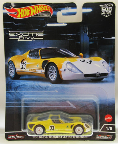 Hot Wheels ~ 1969 Alfa Romeo 33 Stardale ~ Yellow ~ 1:64 Scale