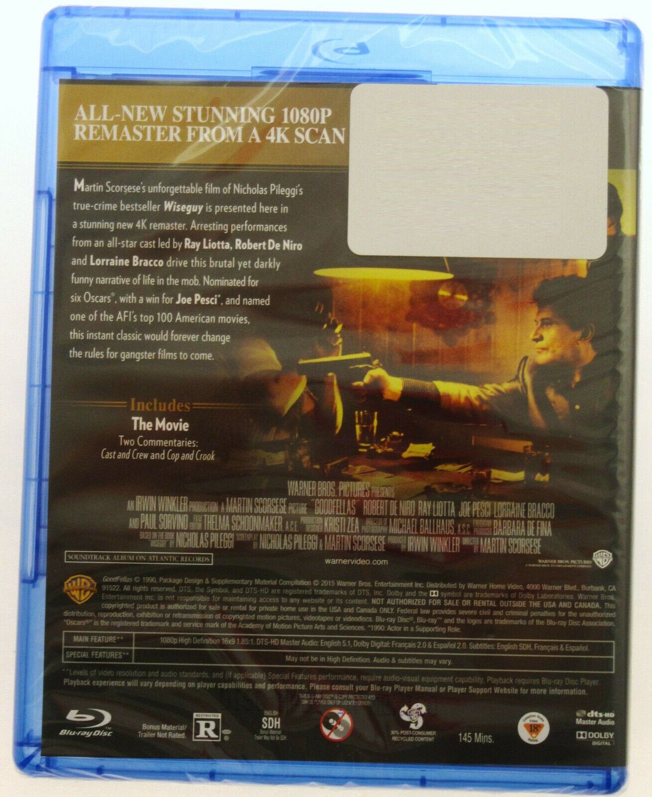 Goodfellas ~ 1990 ~ De Niro Liotta Pesci ~ Scorsese Movie ~ New Blu-ray Disk