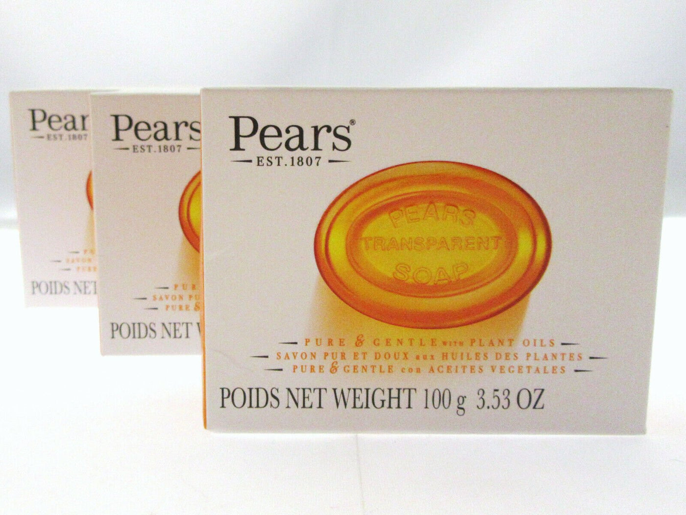 Pears Transparent Soap ~ Gentle Care Mild Sensitive Skin Pear Cleanser Lot of 3