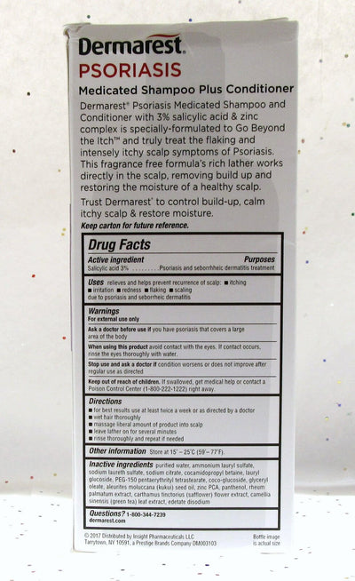 Dermarest Psoriasis Shampoo Conditioner Salicylic Acid 3% 8 fl oz Fragrance Free