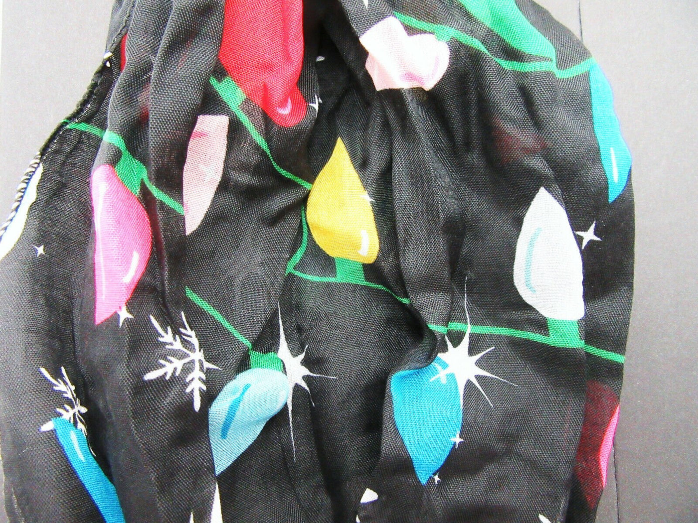 Holiday Scarf ~ Christmas Bulbs on Black ~ Seasonal ~ Light Weight