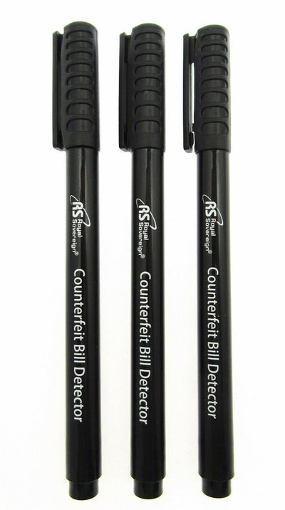 Counterfeit Bill Detector ~ Easy To Use Pen ~ Lot of 3