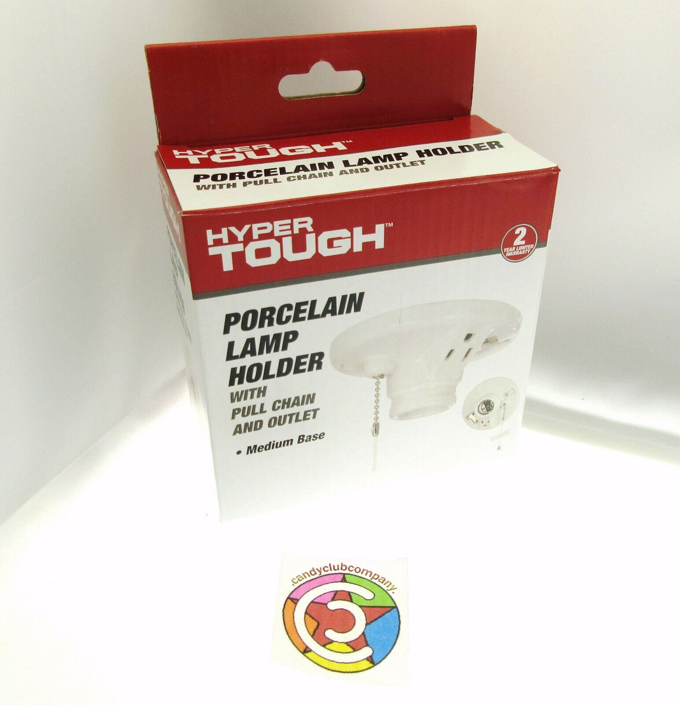 Porcelain Lamp Holder Fixture ~ With Outlet & Pull Chain ~ Hyper Tough