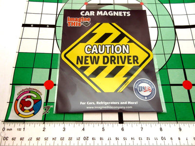 Caution New Driver Car Magnet 5" x 5"