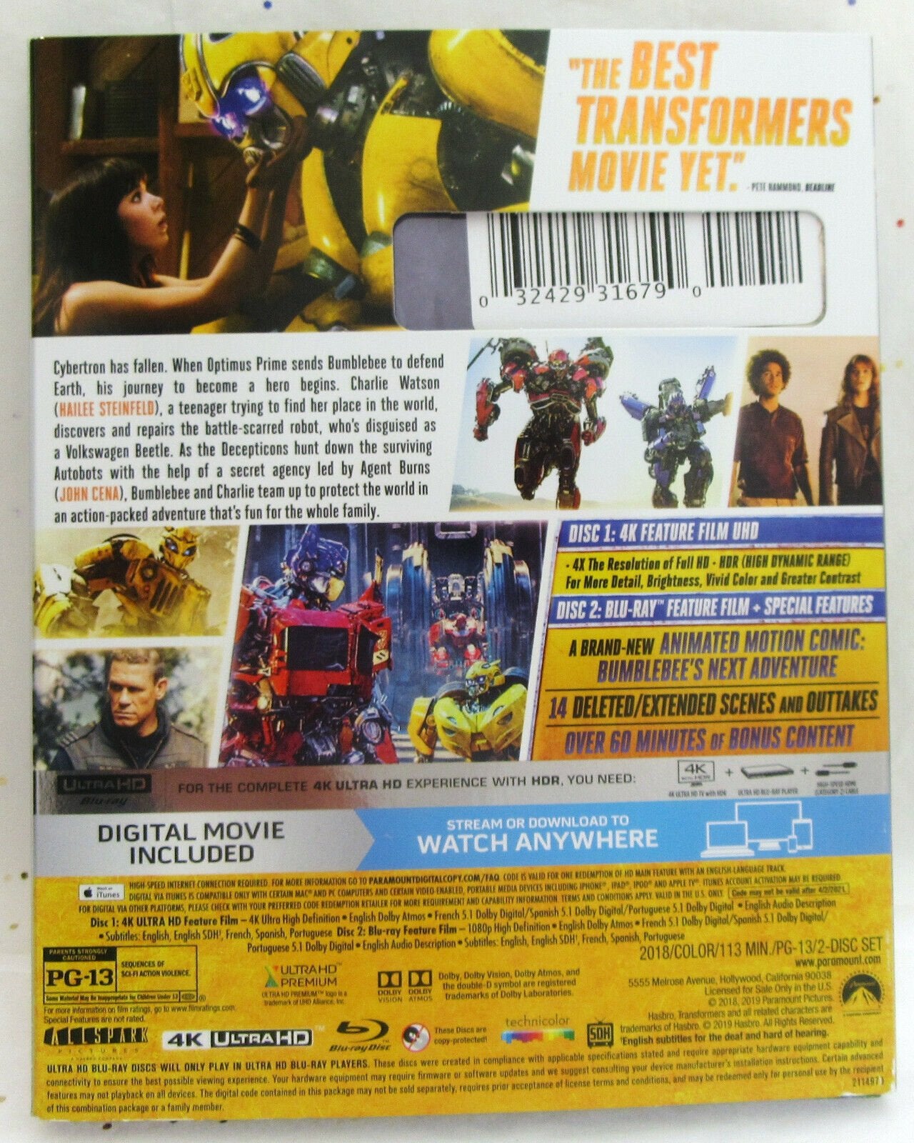 Bumblebee ~ 2018 ~ 4K Ultra HD + BLU-RAY ~ Movie